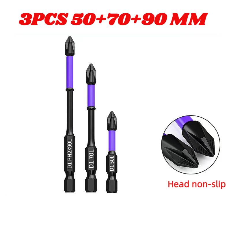 PH2 Impact Driver Bit-Set, magnetisches Kreuzschlitzschraubendreher-Set, Impact-Bohrer-Bit, Schrauben-Kreuzschlitzschraubendreher aus legiertem Stahl, rutschfest