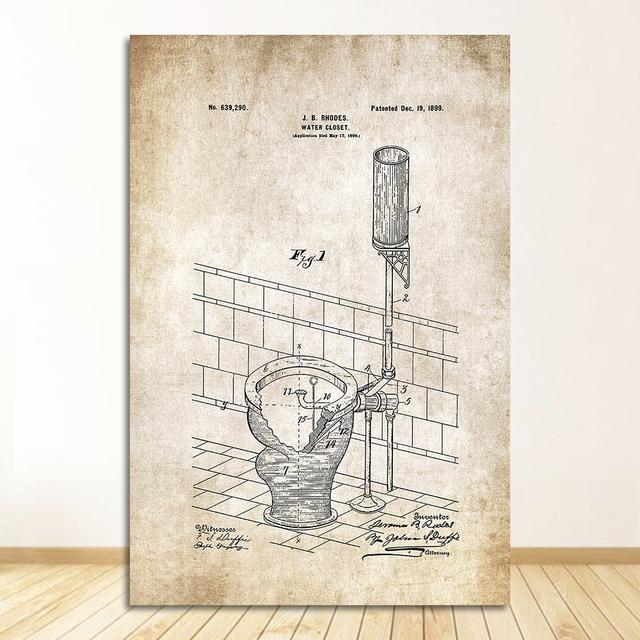 Paper Patent Poster Vintage Canvas Print Wall Art Picture Painting Modern Bathroom Decoration Industrial Style Toothpaste Toilet