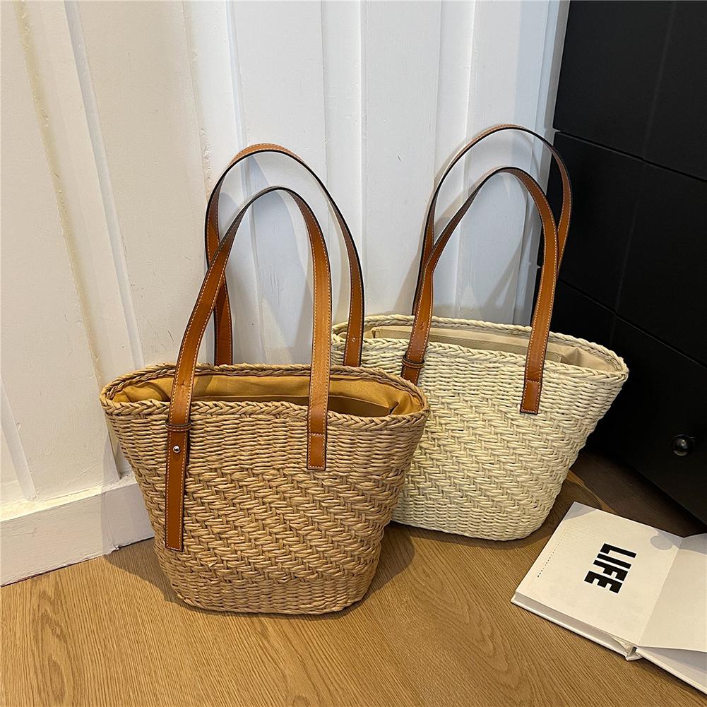 

Соломенная пляжная сумка, большая сумка-тоут, летняя плетеная сумка через плечо, дорожная сумка для отдыха для женщин