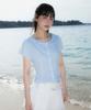 ROSEFRANTZ Round Collar Short Sleeve Blouse [Sky Blue]