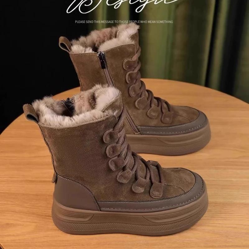 Snow Boots Women's Midsole Winter 2025 New Style with Plush Warm Short Boots Versatile Waterproof Anti Slip Cotton Women's Boots