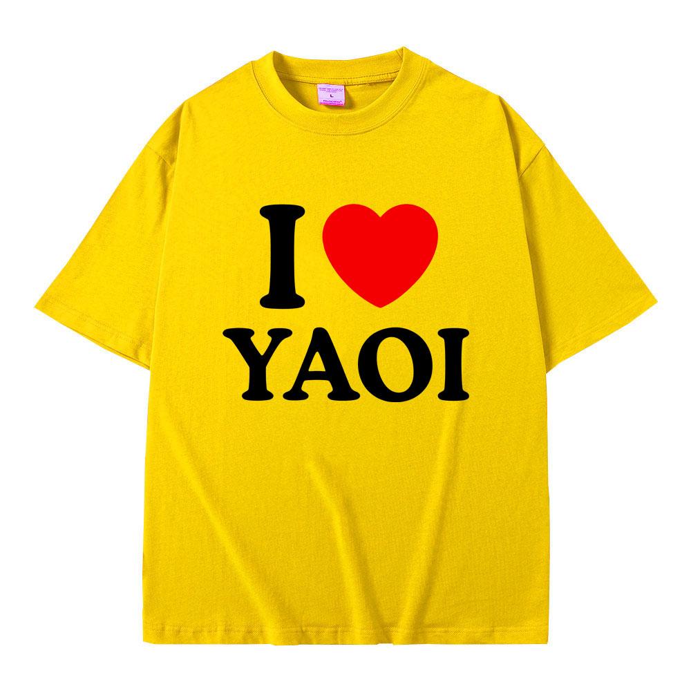 Funny I Love Yaoi Meme Tshirt Men Women Fashion Vintage Crewneck Tshirts Male Casual Cotton Oversized Short Sleeve T Shirts