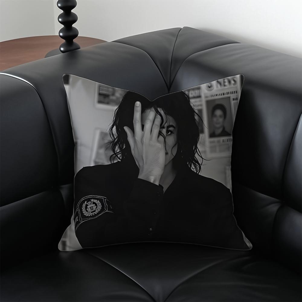 M-Michael Jackson Pop King Cushion Cover Pillow Case Anti-Dustmite Invisible Zipper Silky Plush Cushion