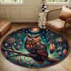 Crystal Velvet carpetBohemian Dreamcatcher Eagle & Feathers Round Mat - Non-Slip Fade-Resistant Polyester Mat with Rubber Backin
