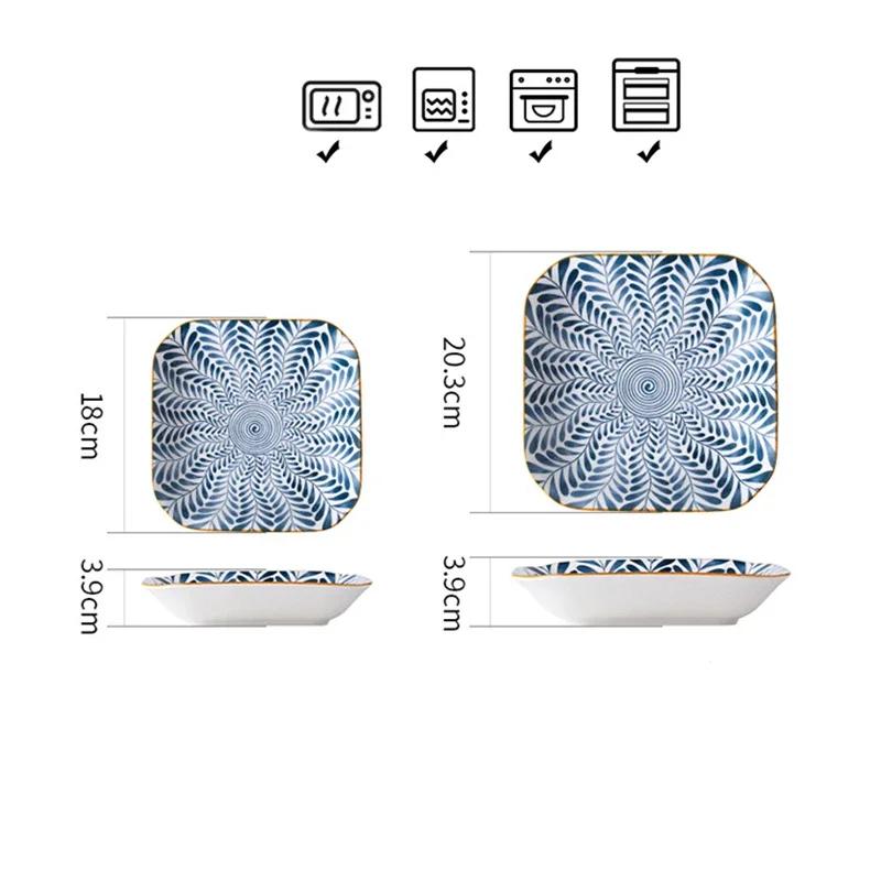 Japanese-style Square Deep Plates Ceramic Dinner Plate Creative Sushi Dishes Household Tableware Platos De Cena