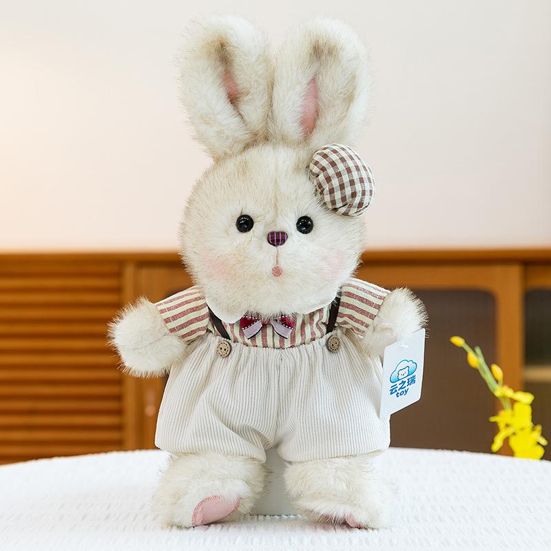 

Retro Bunny Couple Plush Toy - Cute White Rabbit Doll Gift for Men and Women 35cm 0.2kg