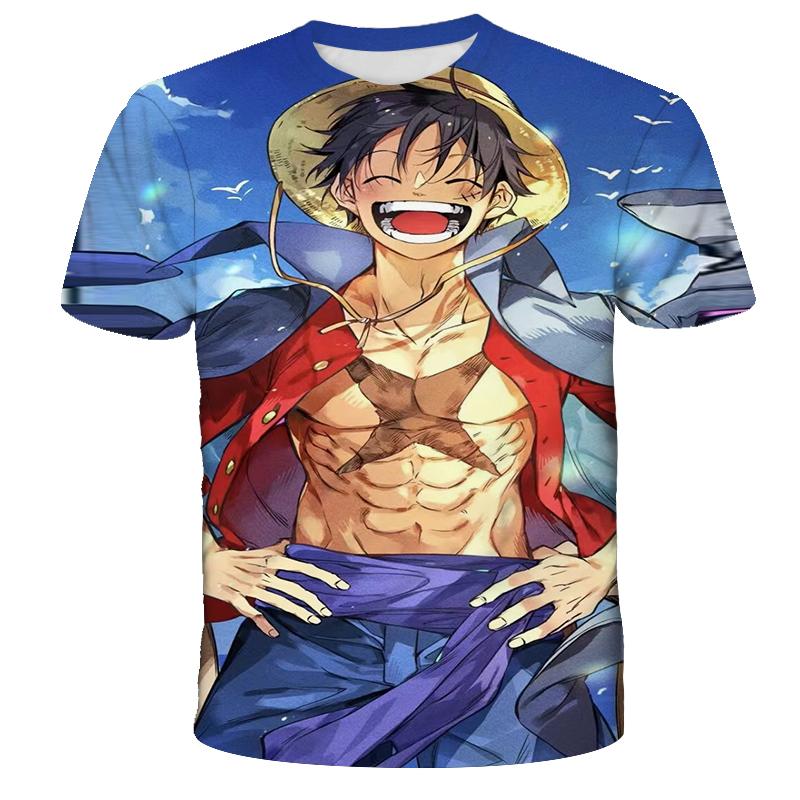 One Piece Luffy Girls T-shirt Kids Short Sleeve Children Print T-shirts Tees Boys' Casual Clothes Ghild O Neck Shirt Daily Tops