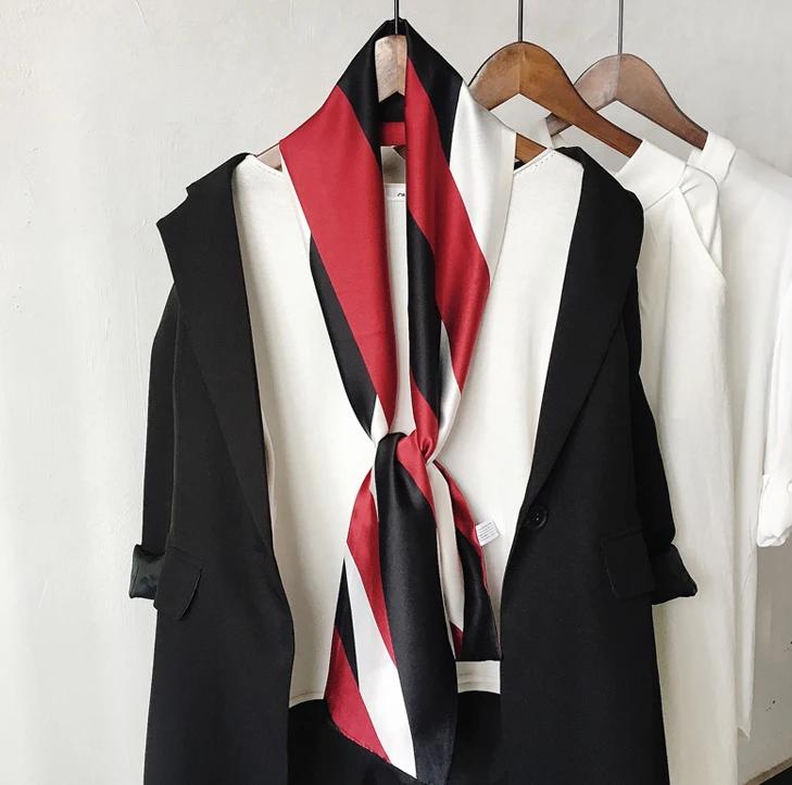 Choice Long Small Women Silk Scarf Tie Decorated Professional Neck Cover Multi-functional Tin Spring Travel Ladies Neckerchiefs