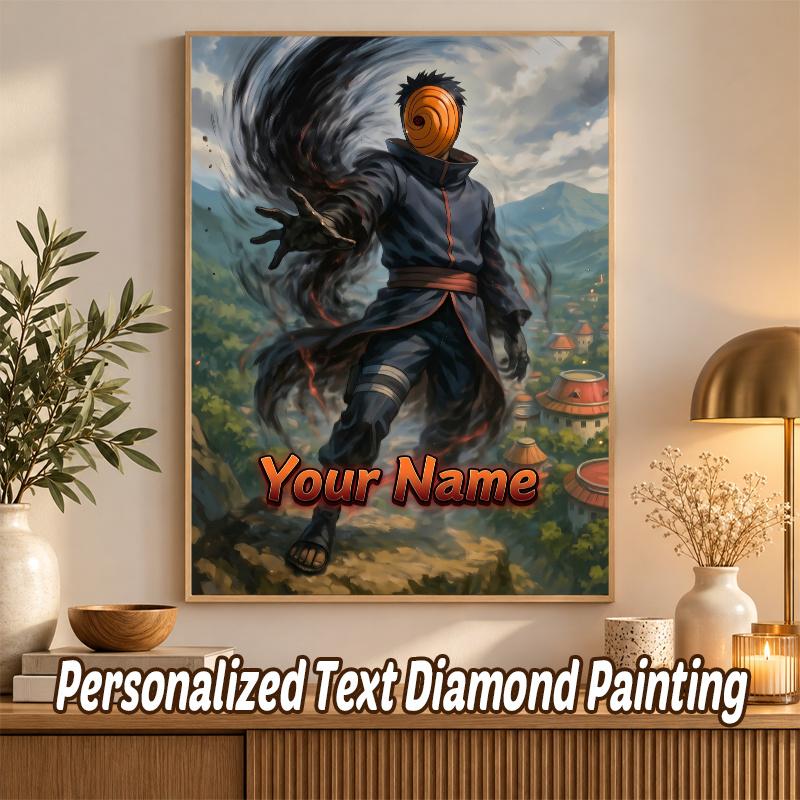 Obito Uchiha Custom Name Diamond Painting Personalized 5D Full Drill DIY Diamond Art Home Decor