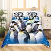 Set Copripiumino con Stampa di Pinguini ad Acquerello Set Biancheria da Letto 3 Pezzi Per Bambini Copripiumino Morbido Coperta Trapunta con 2 Federe