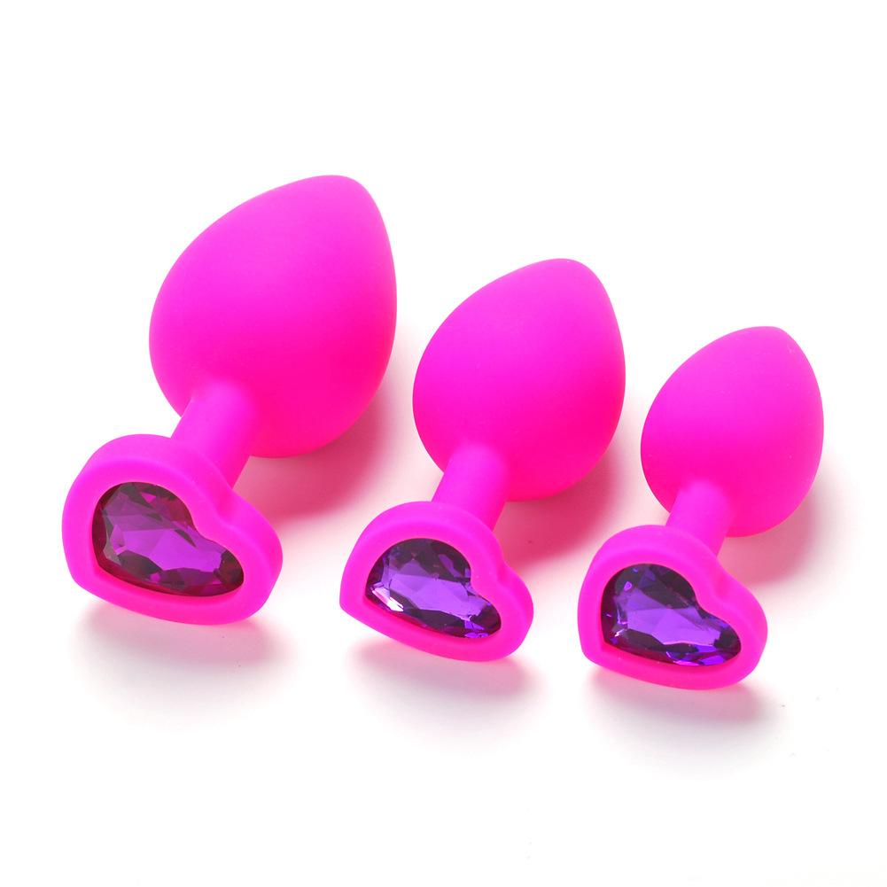 3pcs a Lot Heart-shaped Silicone Anal Plug G-spot Court Butt Plug Sexual Health Adult Sex Adult Supplies Sex Toys for Woman