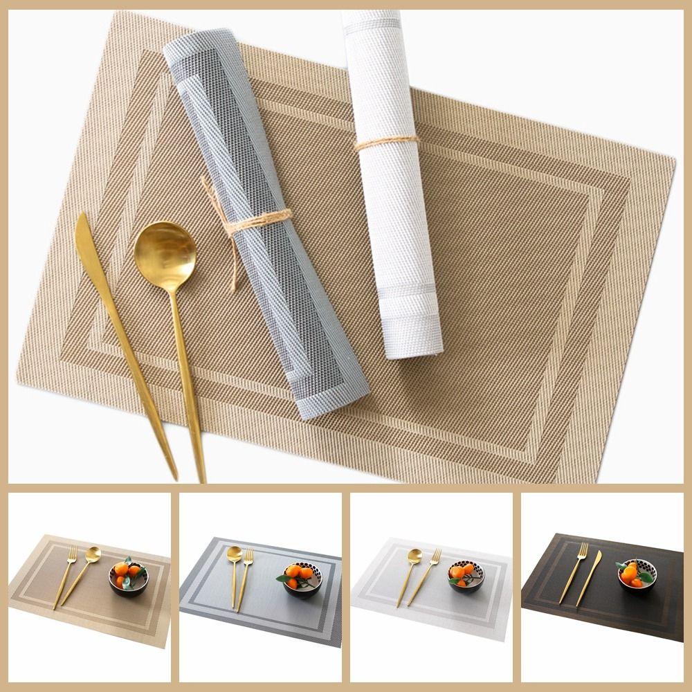 

PVC Rectangle Placemat Heat Resistant Tableware Pad Dining Table Table Mat Kitchen