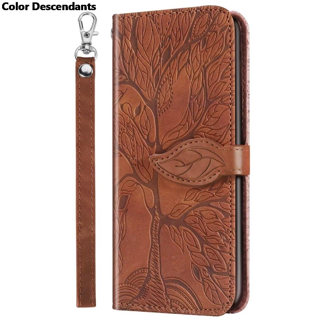 

Tree of Life Embossed Leather Phone Case Flip Anti-slip Phone Case for Samsung Glalxy A25(5G)A35 A55 A11 Europe A21 A31 A41 A55 коричневий