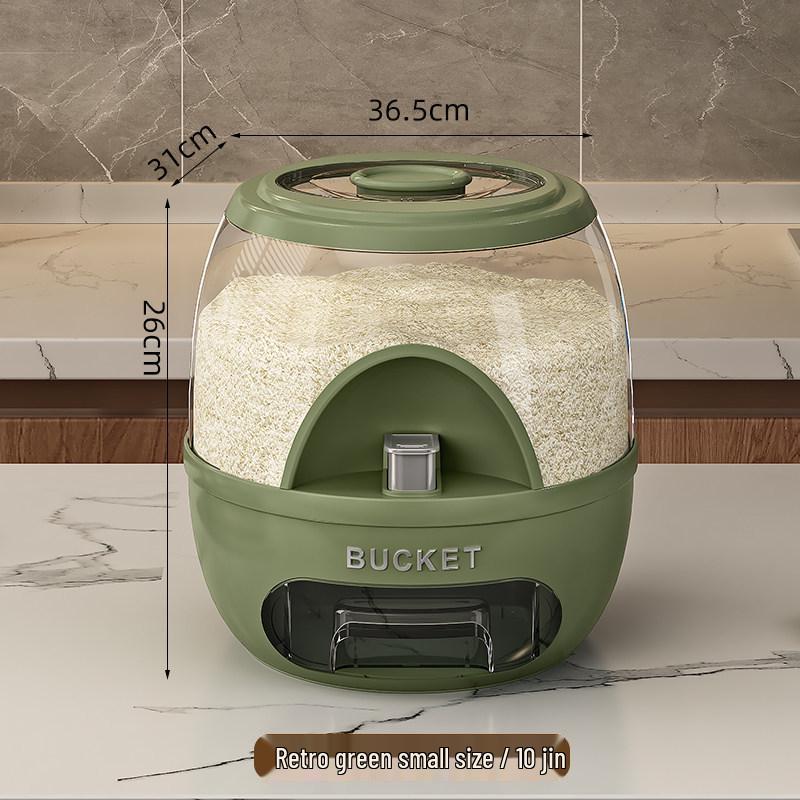 Rotatable Household Rice and Grain Storage Box: Insect & Moisture-Proof, Sealed, Compartmented Bucket