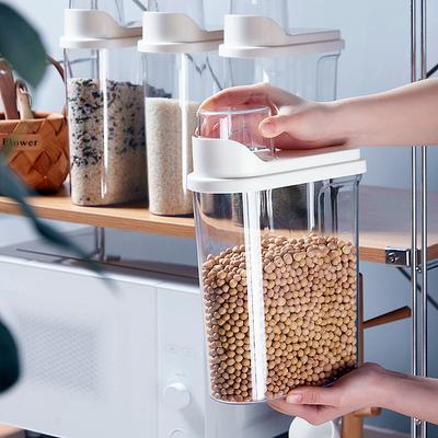 Beyaz şeffaf Mühürlü Kavanozlar Mutfak Tahıl Saklama Düzenleyici Plastik Büyük Tank Neme dayanıklı saklama kutusu Toplu tahıl dağıtıcısı