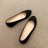 Suede Single Shoes Women's Flat Bottom Solid Color Pointed Low Heel Lazy Versatile Pregnant Women's Ladyshoes Cloth Shoes Large Size Women's Shoes