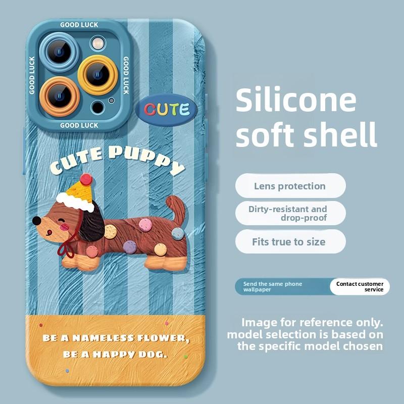 Růžový Jezevčík Pes Jablko 16promax Pouzdro na Telefon 17 Nové Silikonové 17pro Pokročilé Vzduchové Ochranné Pouzdro Proti Pádu