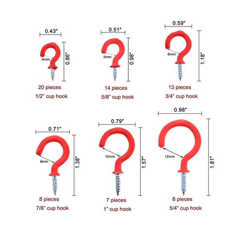 70Pcs Plastic Coated Iron Wall Hooks Multiple Purpose Hanging Hardware For Bathroom Shelves Tool Planter Mounting