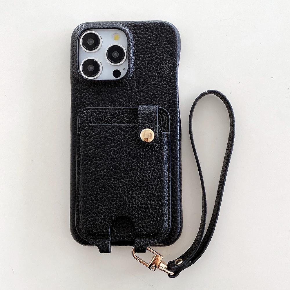 Wrist Strap Cards Pocket Leather Cellphone Cover for Samsung S25 Ultra S24 PU Wallet Android Phone Case for iPhone 16 15 14 12