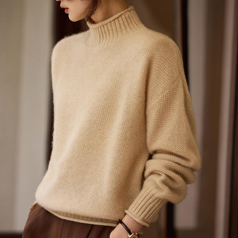 Women's Cashmere Sweater Qinghe Cashmere 30% Cashmere 70% Wool Autumn and Winter Pullover Warm and Fashionable