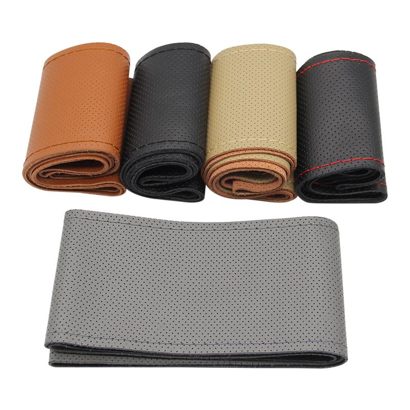 42cm 45cm 47cm 50cm Car Truck Cowhide Steering Wheel Cover Truck Bus DIY Handmade Genuine Leather Steering Wheel Cover