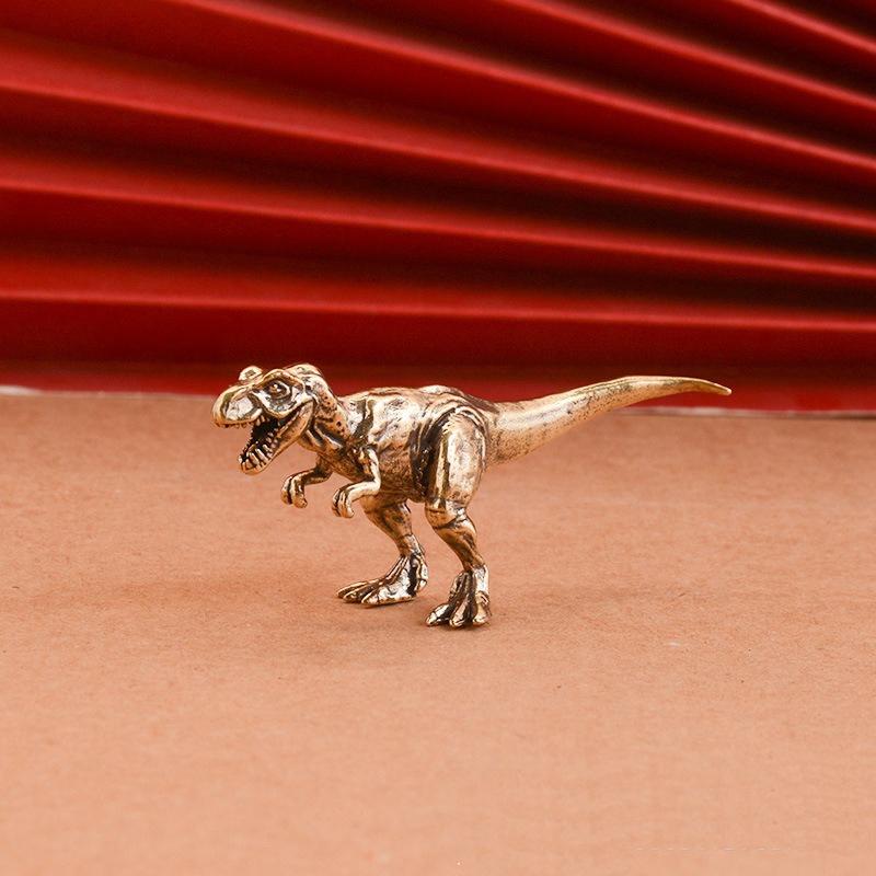 33g Jurassic Tyrannosaurus Dinosaur Solid Brass Small Ornament Animal Statue Simulated Tyrannosaurus Rex Figurines Handcrafts