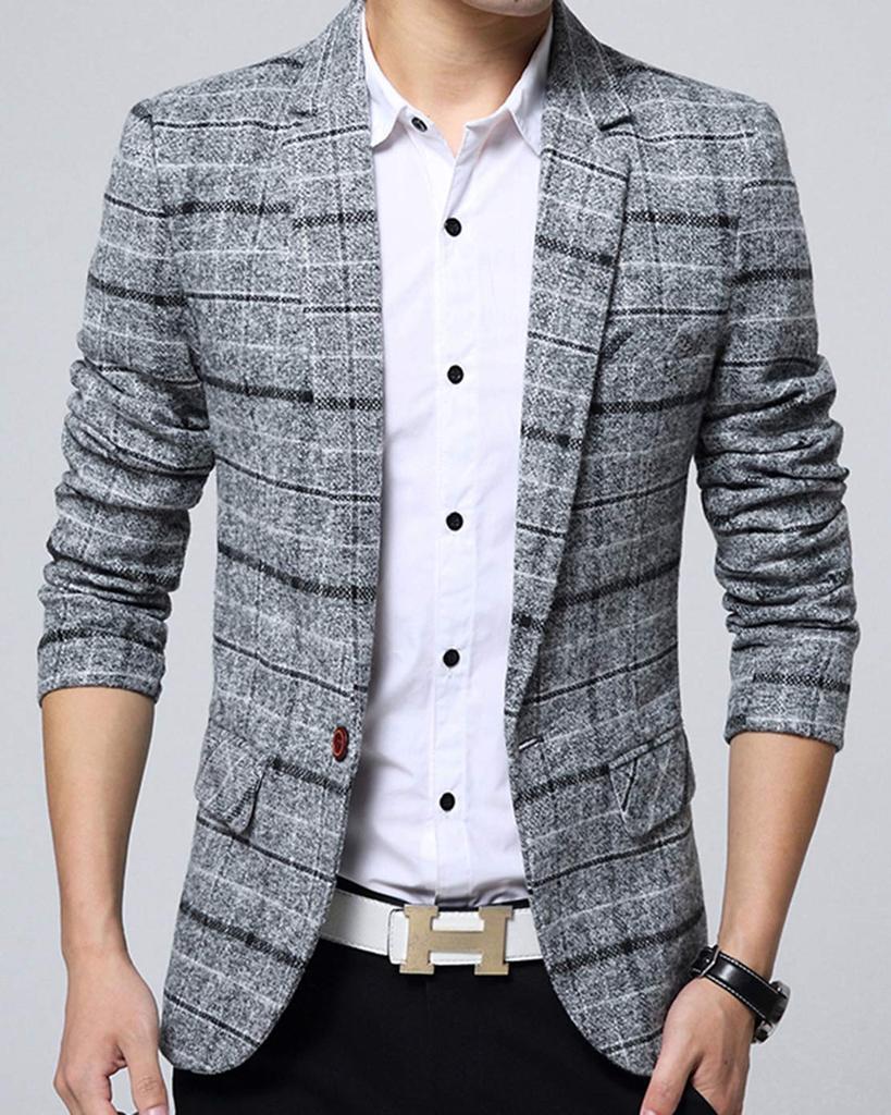 Herfstpak Maatwerk Slim Grote Maten [ODFMCE] Herenjas, Jas, Zakelijk, Casual, Gentleman, Pasvorm, (JP, Alfabet, 2XL, Grijs)