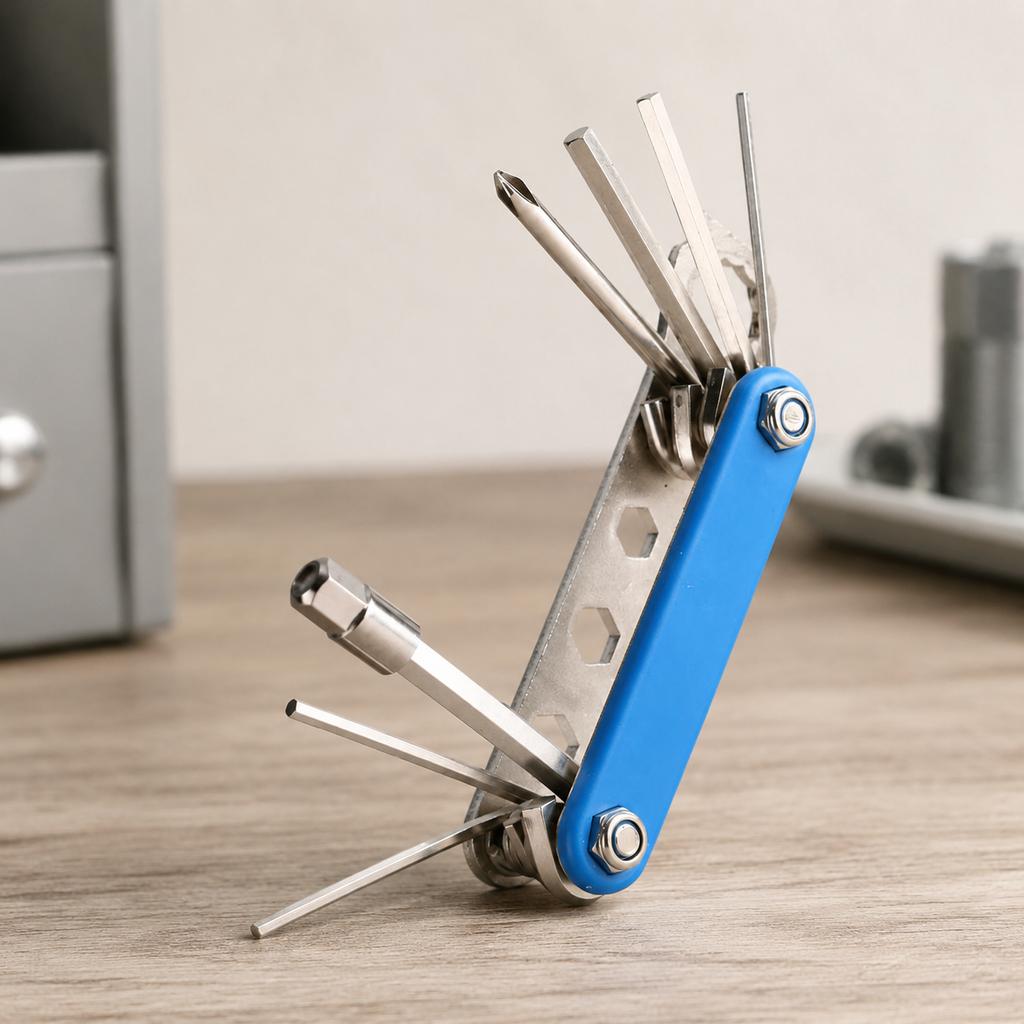 Bicycle Repair Tool Kit, MultiFunction Folding Bike and Wrench Set for Tire Patching