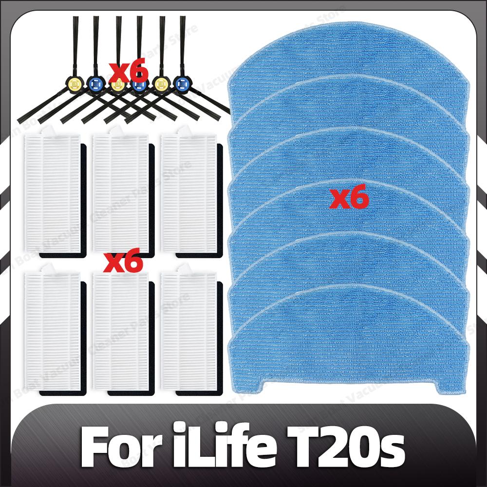 Kompatibilní iLife T20s Náhradní boční kartáč HEPA filtr Mopovací podložky Náhradní díly Příslušenství