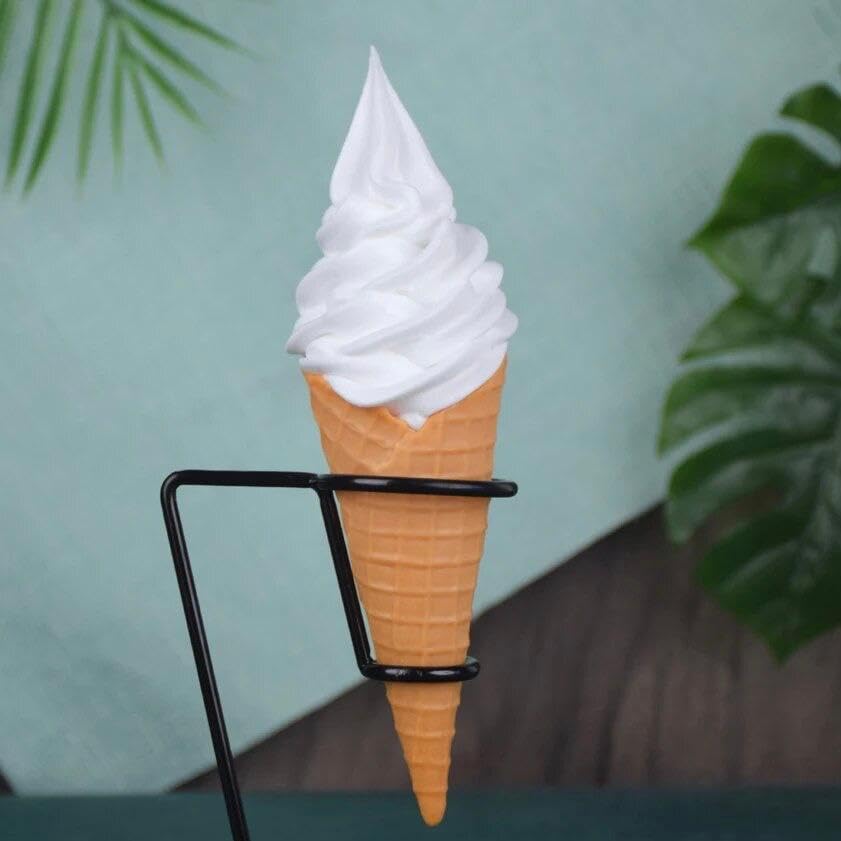 Realistic Food Sample Life-Size Soft Serve Ice Cream Waffle Cone Base Store Restaurant Cafe Replica