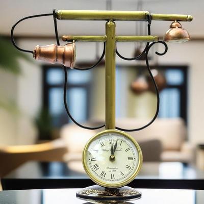 Σιδερένιο Ρολόι Αναλογικό Επιτραπέζιο Ρετρό Βίντατζ Διακοσμητικό Κλασικό Σαλόνι, Διακόσμηση Σπιτιού, για Ειδικές Περιστάσεις (Τηλέφωνο), 35,5 εκατοστά, Χρυσό