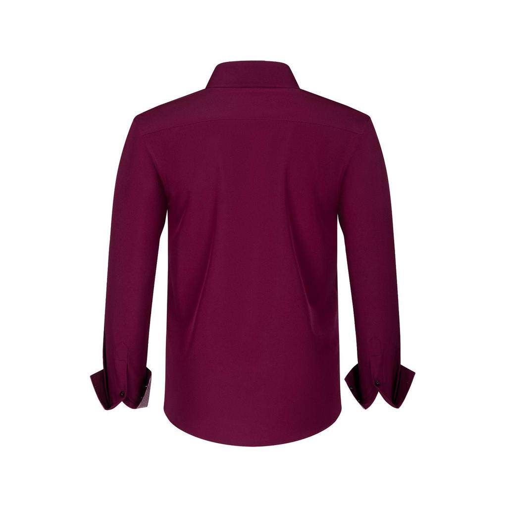 Cross-Border Men's Double-Breasted Polka Dot Color Block Stretch Shirt