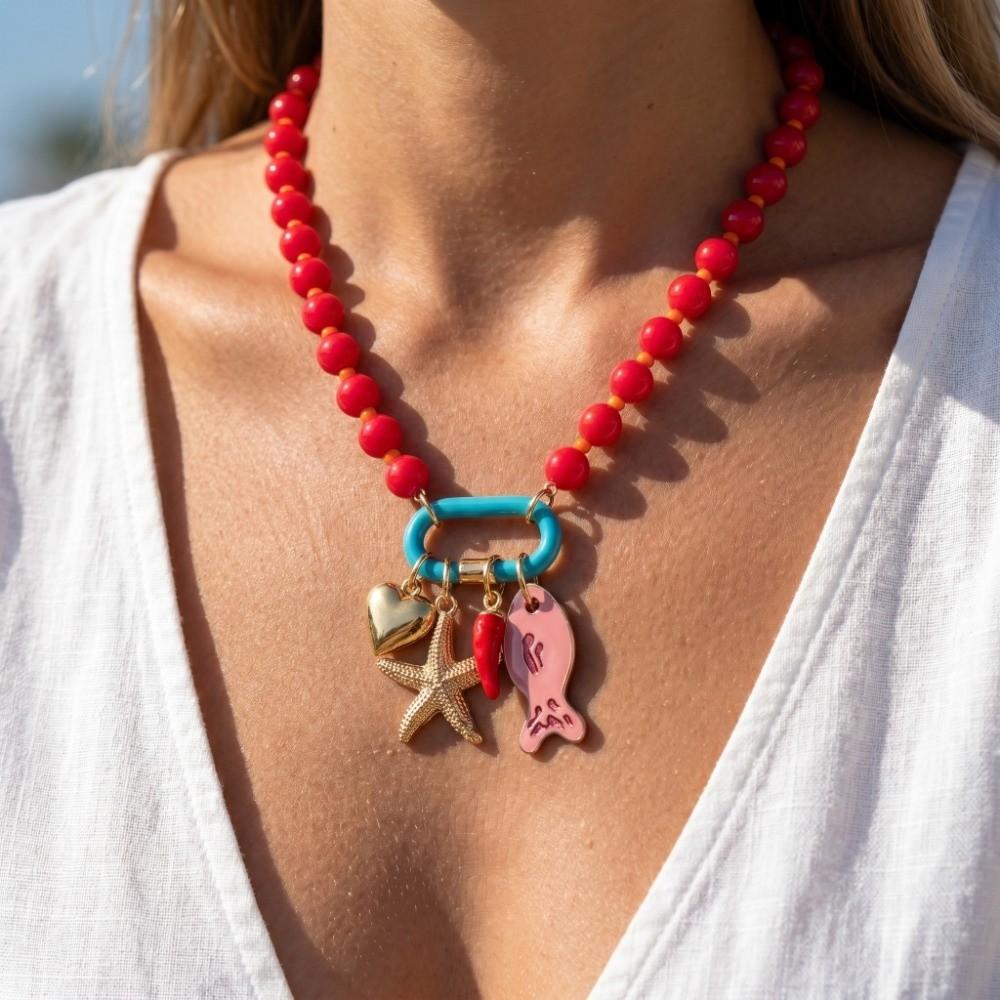 Ornaments Bohemian Resin Beaded Necklace Adjustable Beach Beaded Necklace Daily