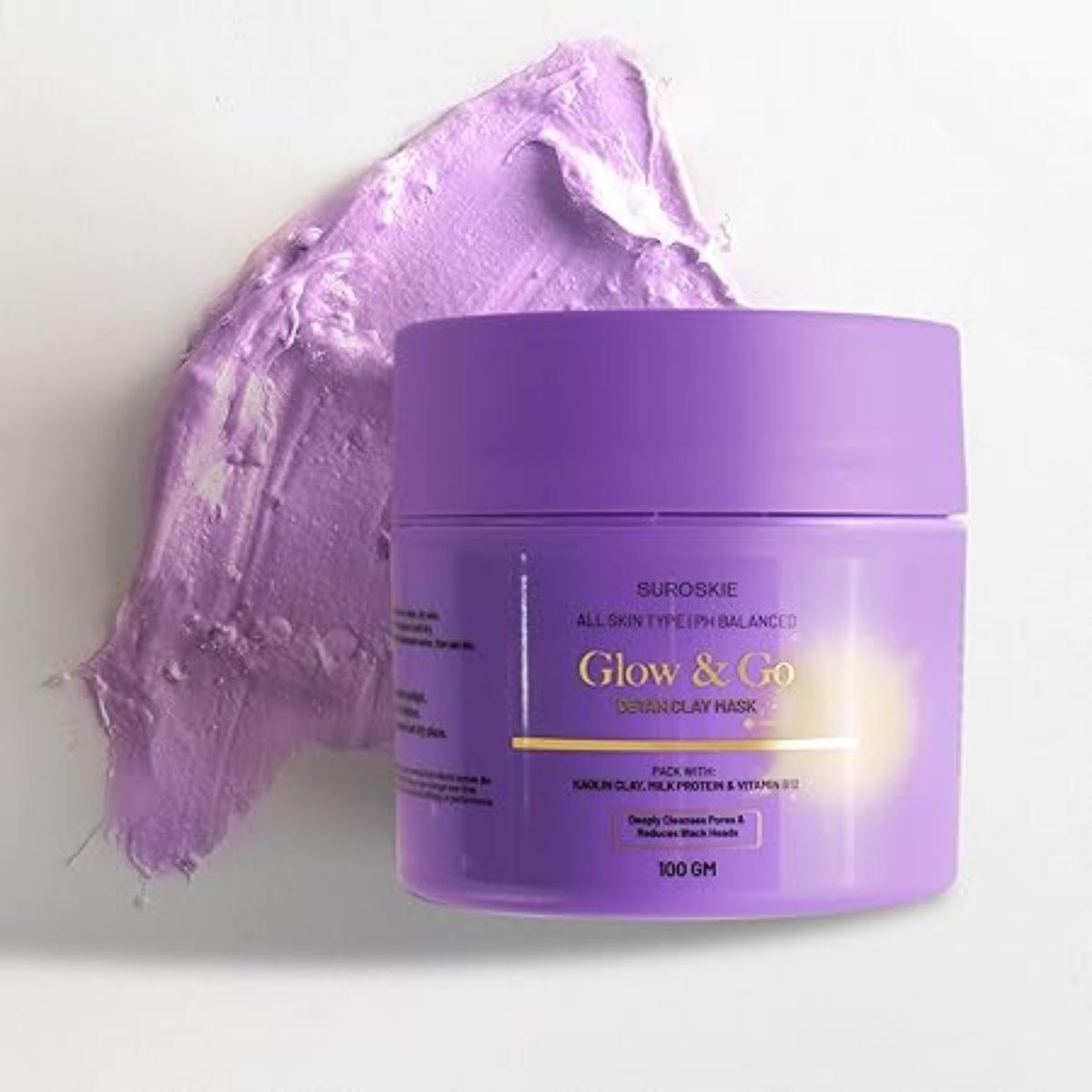 

Glow & Go De-Tan Clay Mask | Kaolin Clay & Kojic Extract | Removes Tan, Dark Spots & Blackheads | Men & Women 50g 100 gm