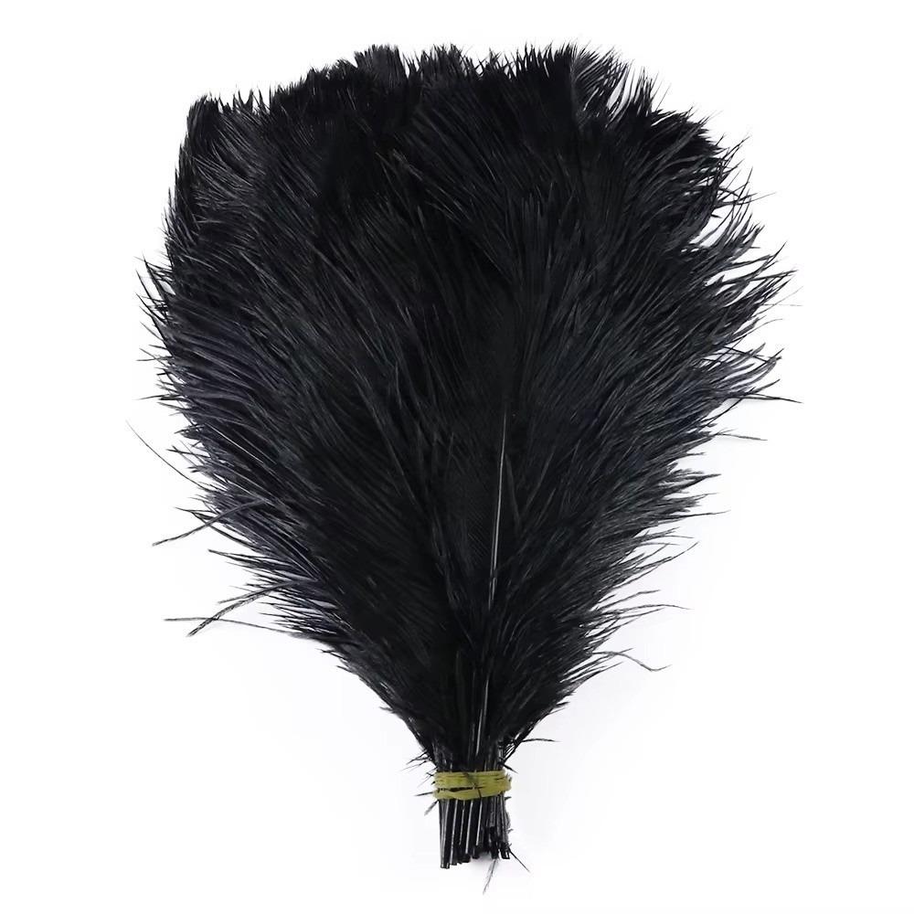 

10Pcs Table Accessories Ostrich Feathers 15-20cm Colored Ostrich Feathers Home Decoration Black-10pcs