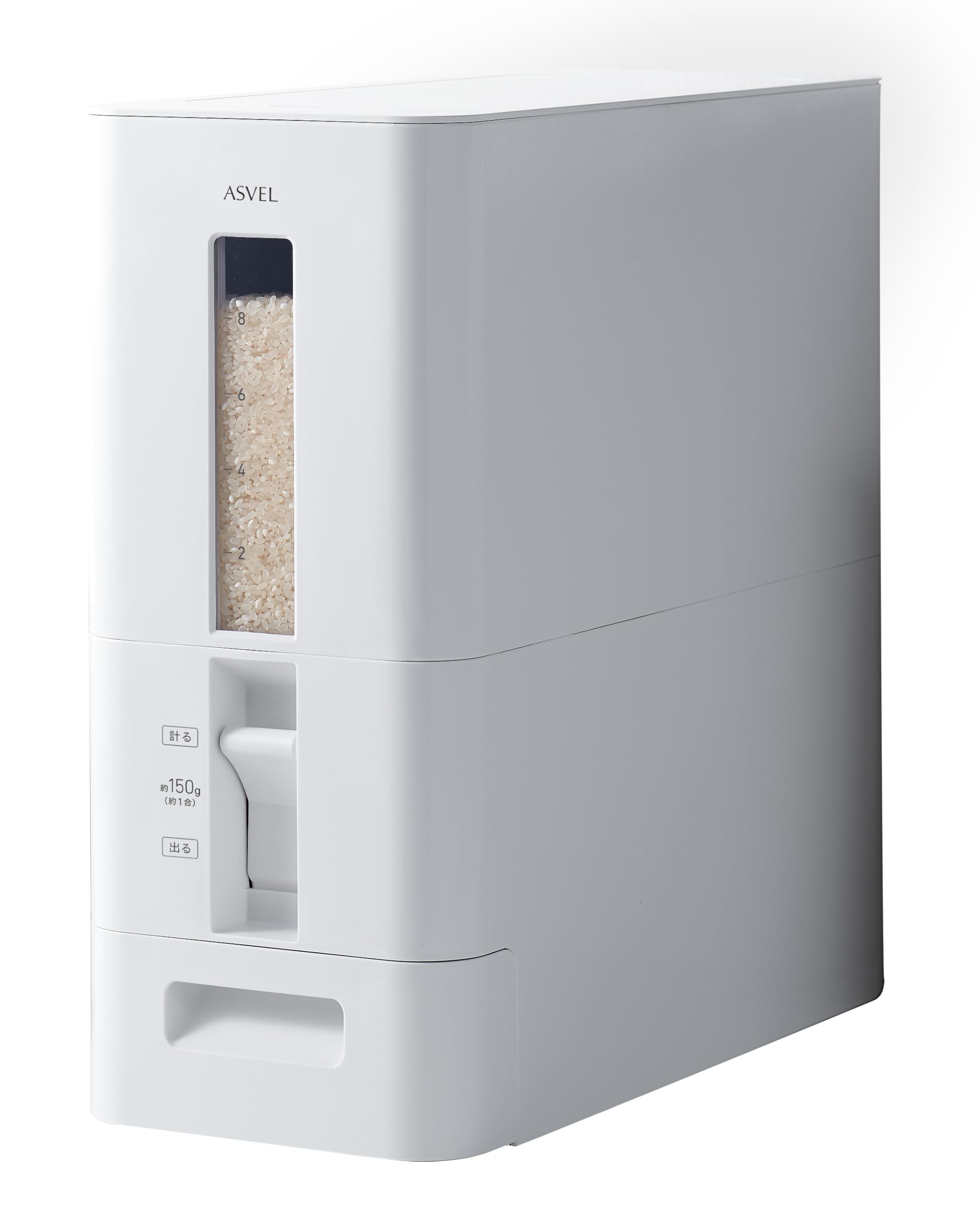 

Asvel Рис 12 кг с мерным стаканом Подходит для глянцевого с окном для проверки оставшегося риса Узкое кухонное хранилище AZ-S Контейнер, Вместимость, Функция, белый