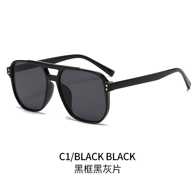

Retro Double Bridge Oversized Square Sunglasses Women Men Glasses Fashionable Studded Shades