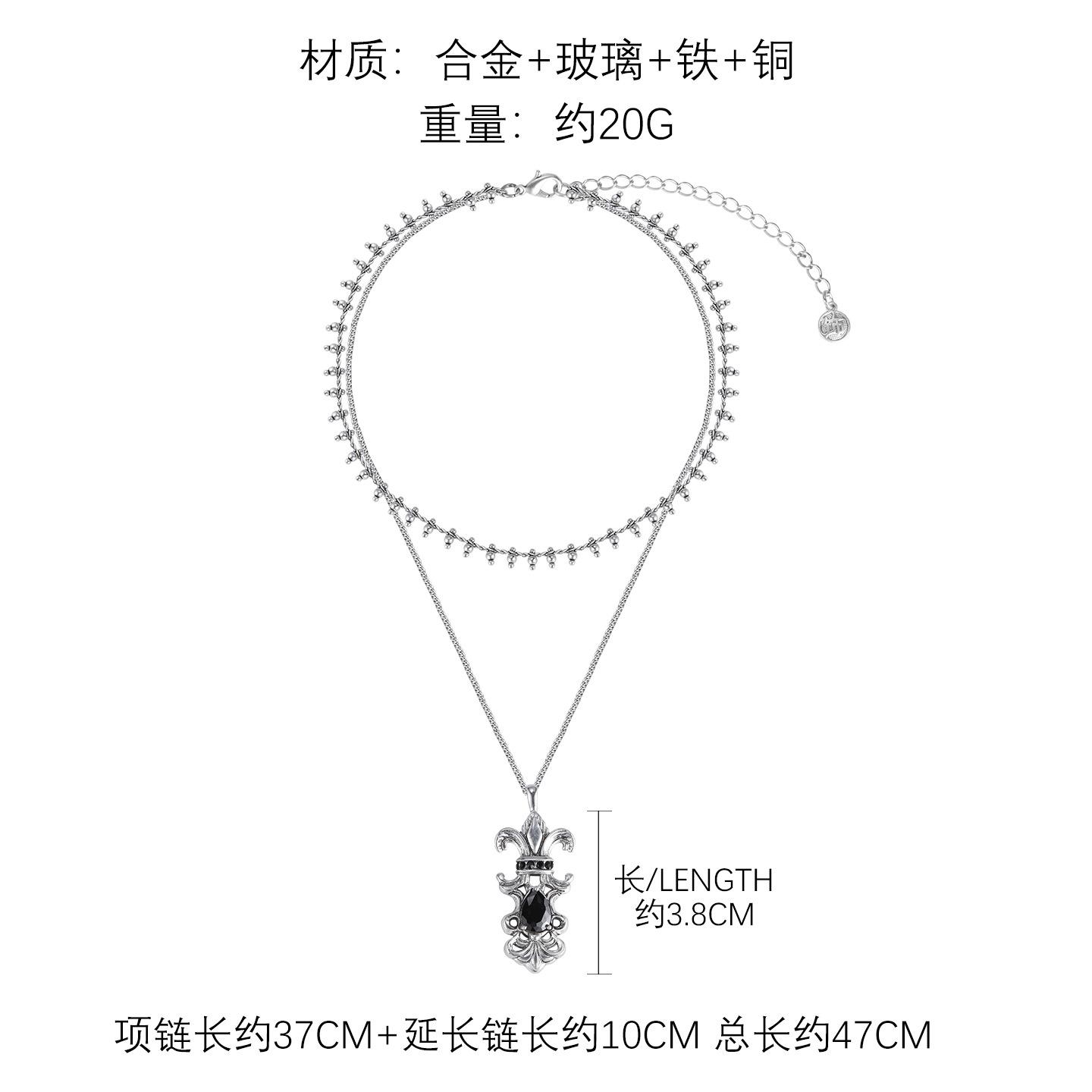 Iris double-layer stacked necklace, original design, high-end neck chain, unique personality, niche versatile collarbone chain