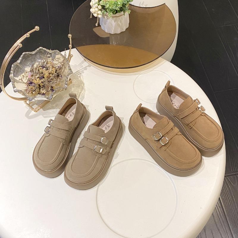 Plateau Damen Frühling neu retro vielseitig einpedalig lässig Boken Doudou Einzelschuhe