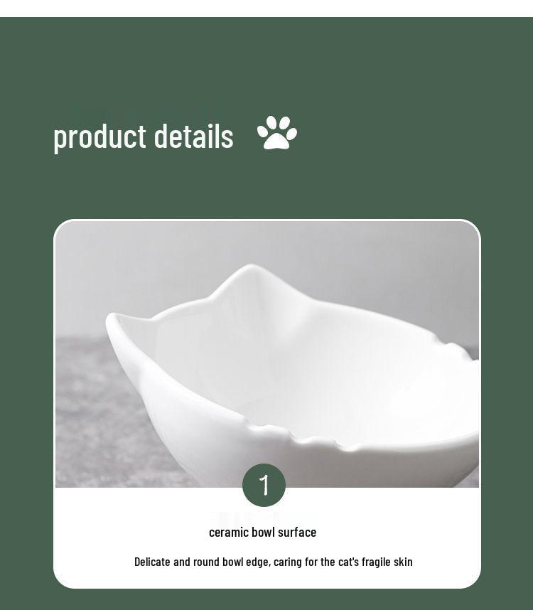 Large Capacity Ceramic Cat Bowl with Neck Protection - Anti-Black Chin Design for Food and Water