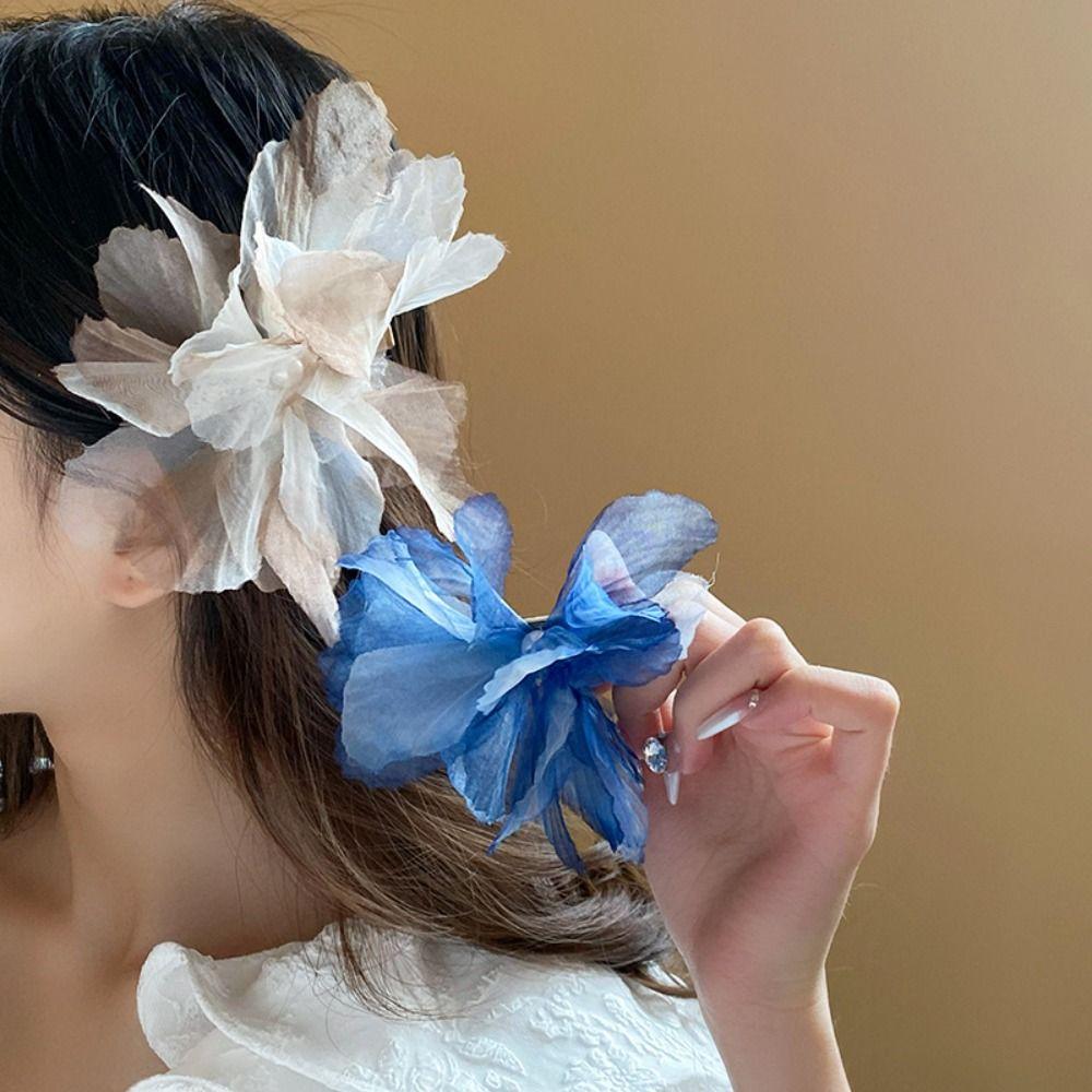 

Cloth Simulation Flower Hair Clip Headdress Gauze Hairpin Fashion Flower Hair Claw Girls red-hair clip