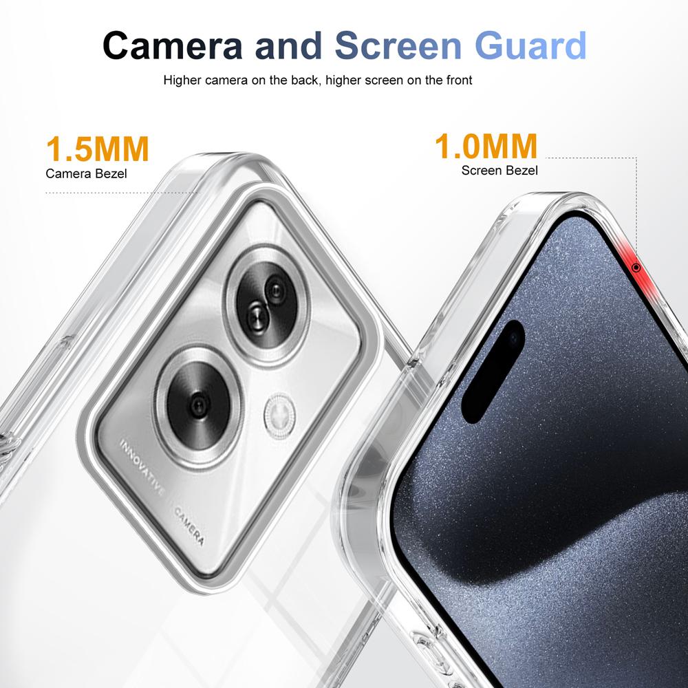 KEYSION Transparent Phone Case for OPPO Reno11 F 5G Soft TPU+PC Anti-slip HD Clear Shockproof Phone Back Cover for OPPO A79 5G
