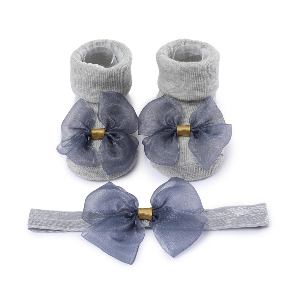 

Детские носки и повязки на голову, детские носки для девочек, милые марлевые носки с бантом, принцесса, 0-1 год S серый