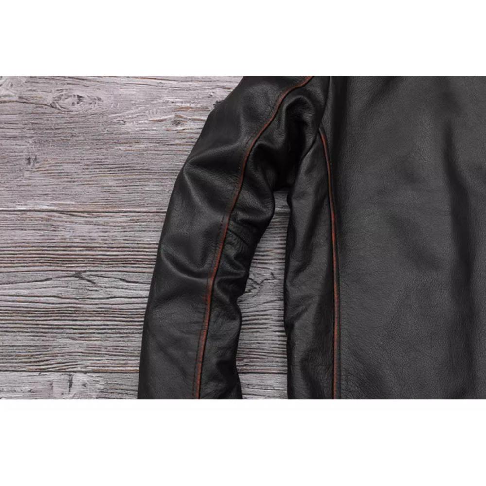 Chinese Size Genuine Cowhide Leather Men Leather Jacket Jackets Hand Edged Coat Men Leather Jacket Autumn