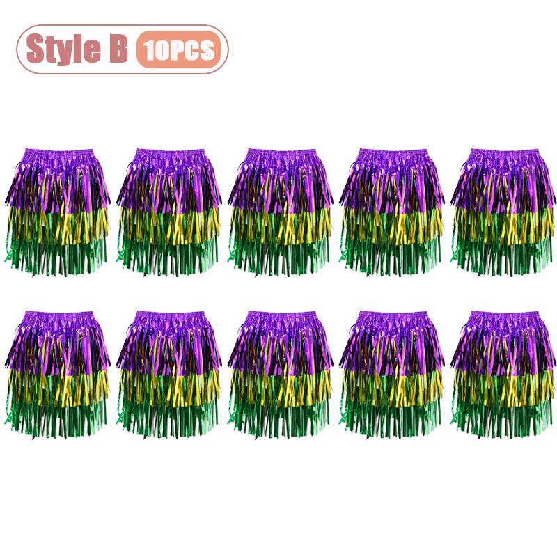 Jupe à Franges Carnaval Violet Or Vert Costume de Danse Mardi Gras Jupe de Spectacle Danse du Ventre avec Franges Accessoire de Fête