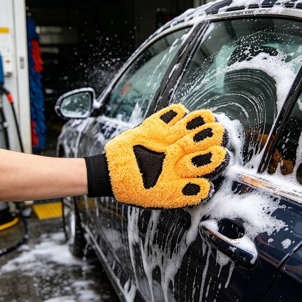 Coral Fleece Cleaning Gloves Soft Absorbent Cleaning Brush Gloves Car Cleaning Brush Auto Cleaning