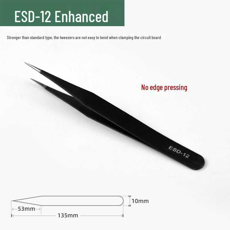 Stainless Steel Precision Tweezers - ESD Pointed Tip Disassembly & Eyelash Tool.