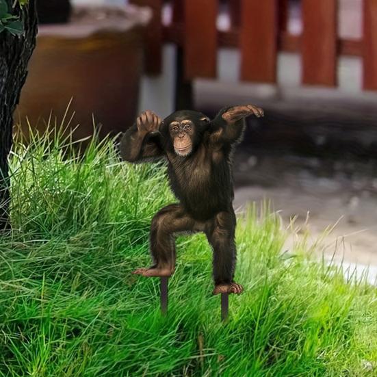 Acrylic Garden Stakes Fun Animal Lawn Signs Raccoon Gorilla Figurines Easy Insertion Garden Stakes for Flower Beds Landscape