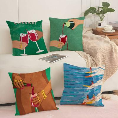 Surfing Colorful Pillow Case Sofa Decorative Home Double-sided Printing Short Plush Cushion Pillow Cover Holiday Gift