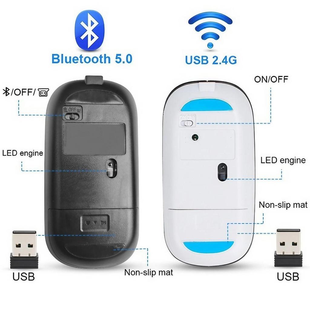 Ultra Thin 2 4G Wireless Mouse Noiseless Portable Optical Multicolor LED for PC Laptop Tablet